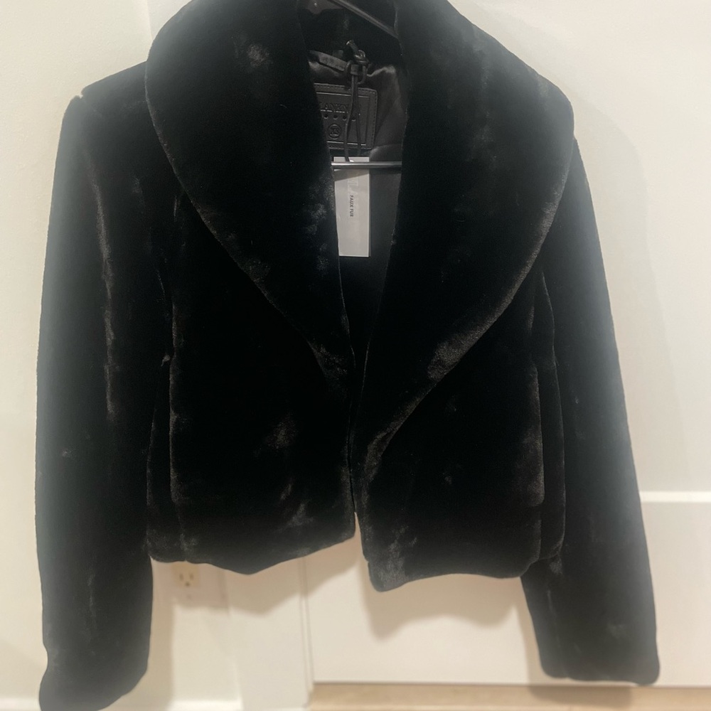 Blank NYC Black Faux Fur Coat